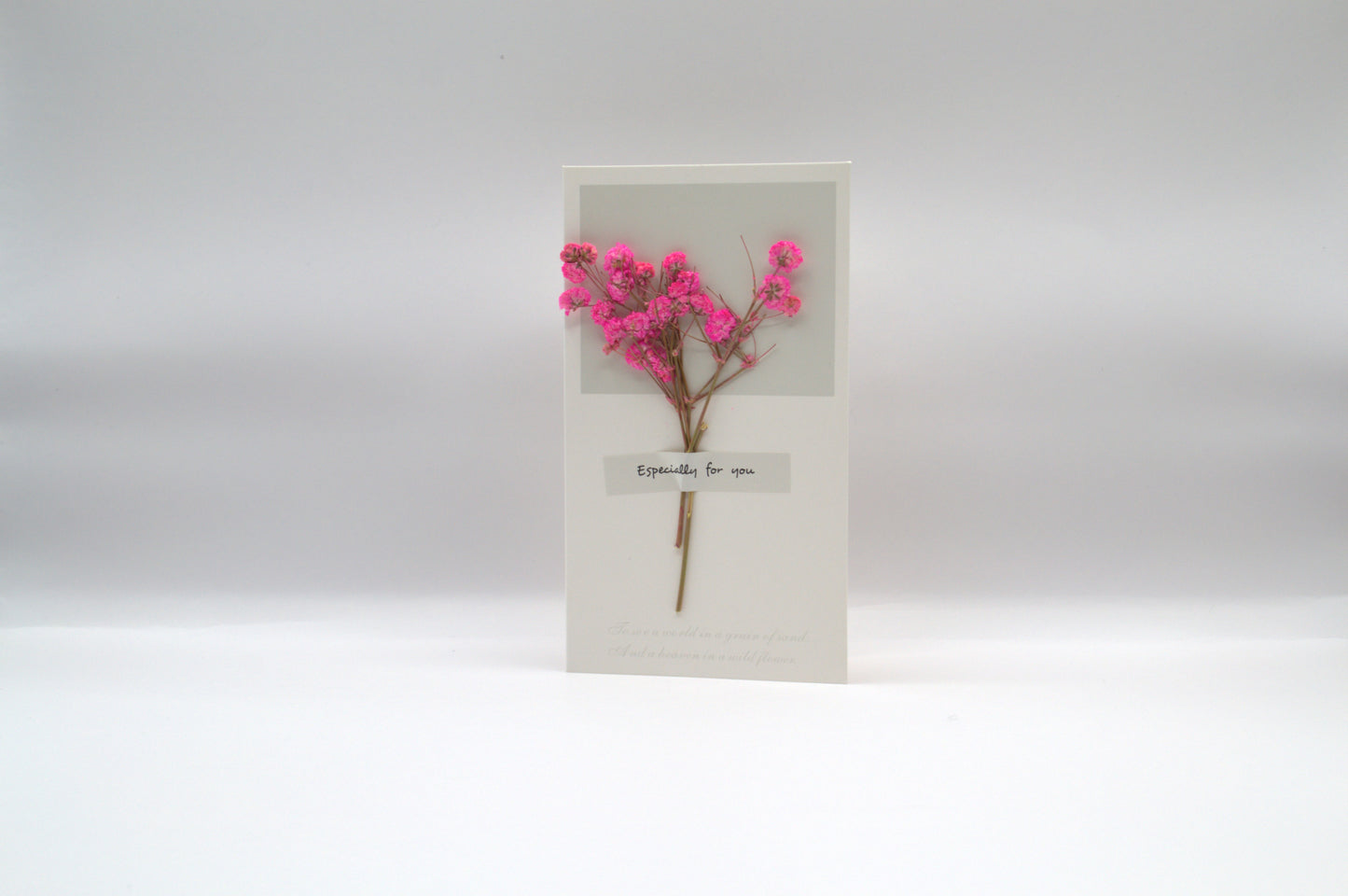 Dried Eternal Flower Greeting/Thank You Cards -Pink