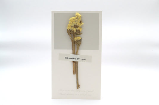 Dried Eternal Flower Greeting/Thank You Cards -Yellow